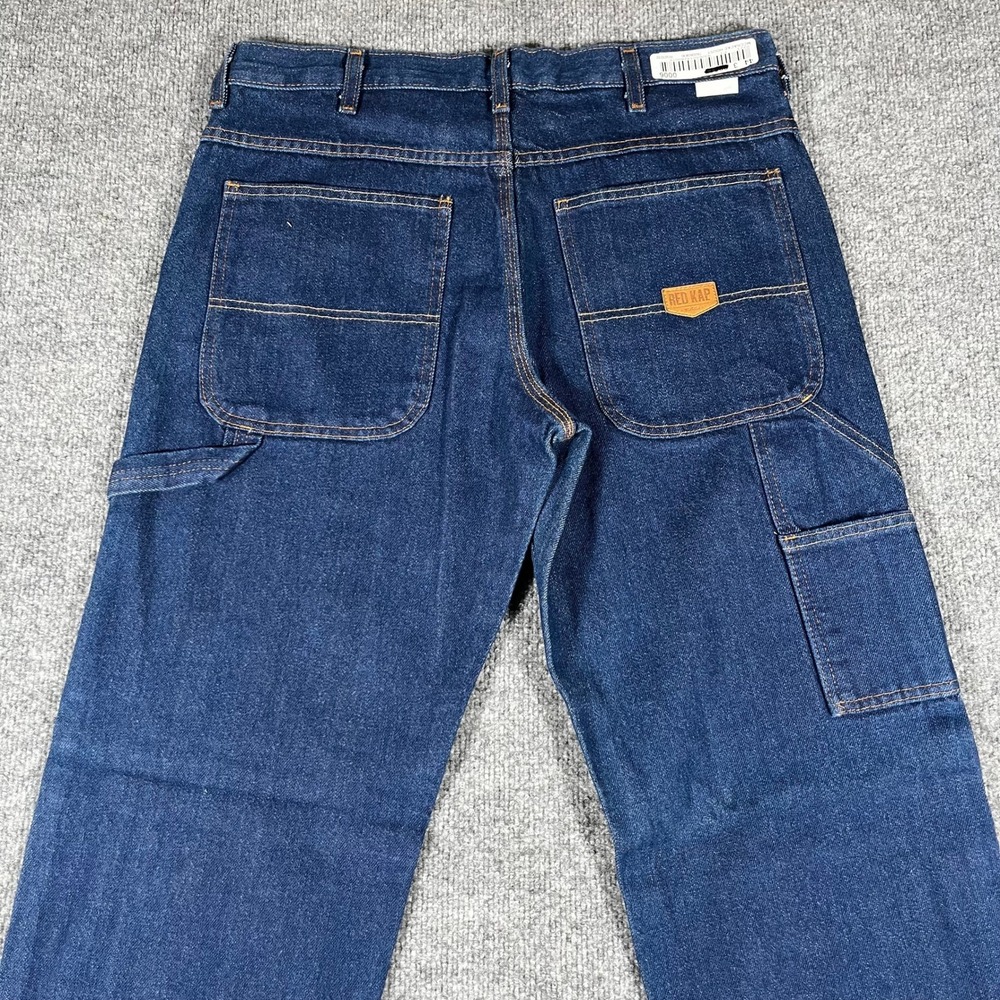 Red Kap Carpenter Jeans Mens Size 32x32 Blue Dark Wash Utility Workwear Straight